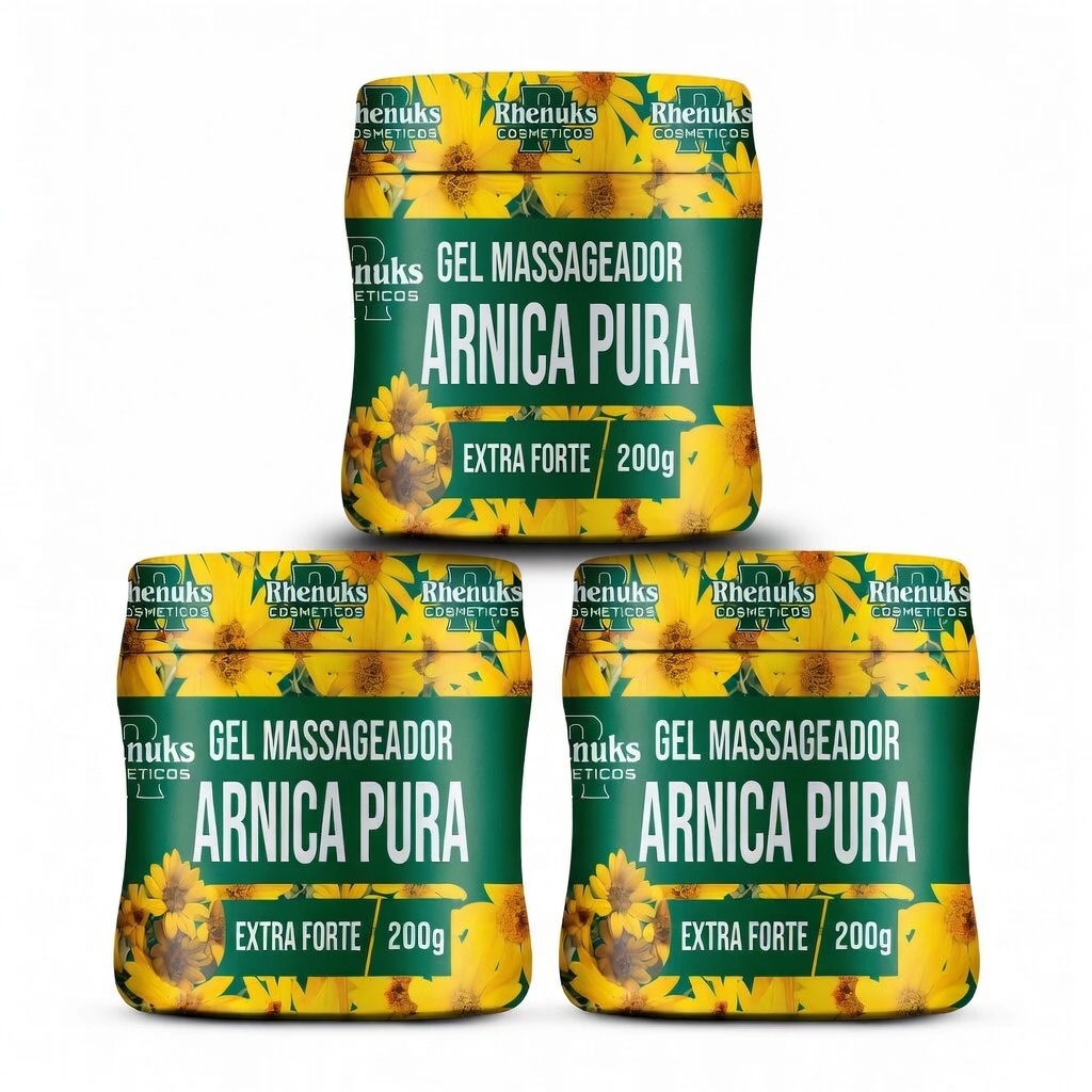 Kit 3 Arnica Pura Extra Forte 200g – Gel Massageador Potente para Alívio Rápido
