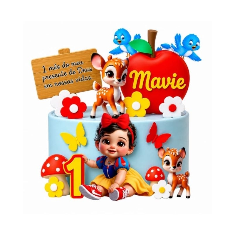 Envio em até 24hrs -Enfeite para Bolo|Topper para bolo|topo de bolo Branca de Neve Cute baby
