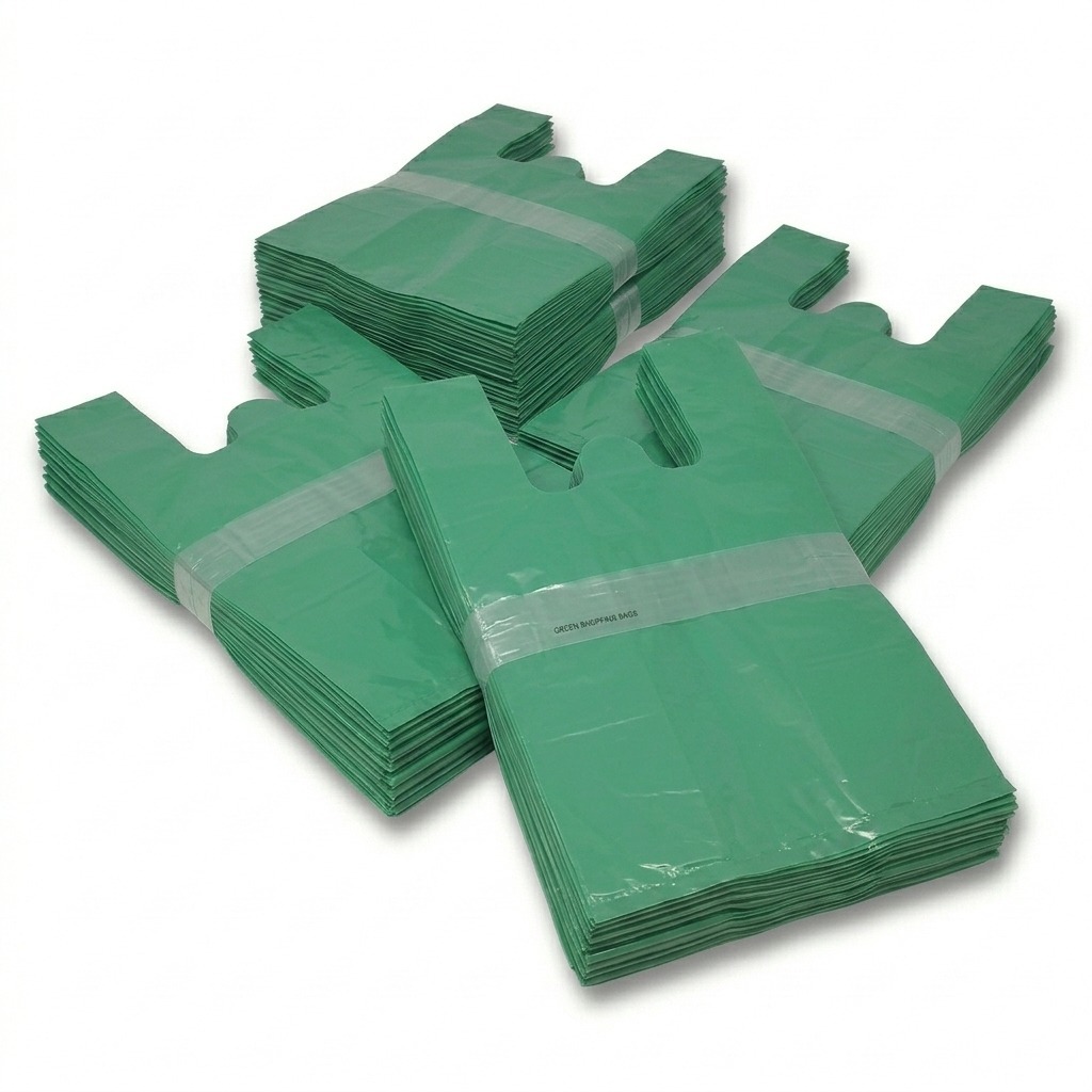 Sacola Plástica Reforçada 40x50 Verde Reciclada Resistente Com Alça - Distribuidor Autorizado - Kit