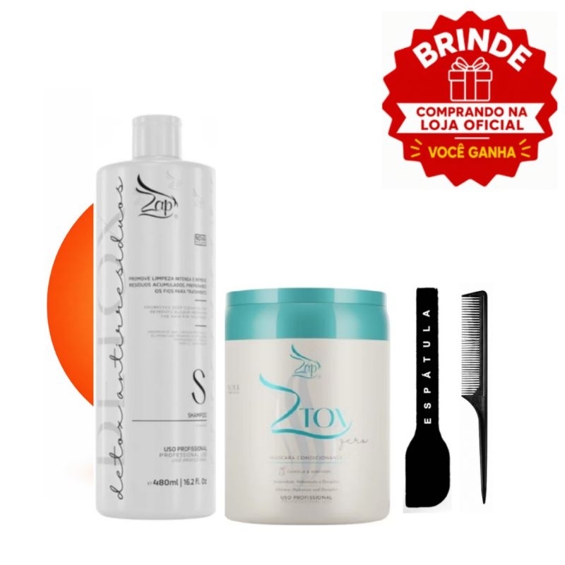 Kit Btox Ztox Zero Organico + Shampoo Detox Antirresíduos Zap 480ml  Profissional