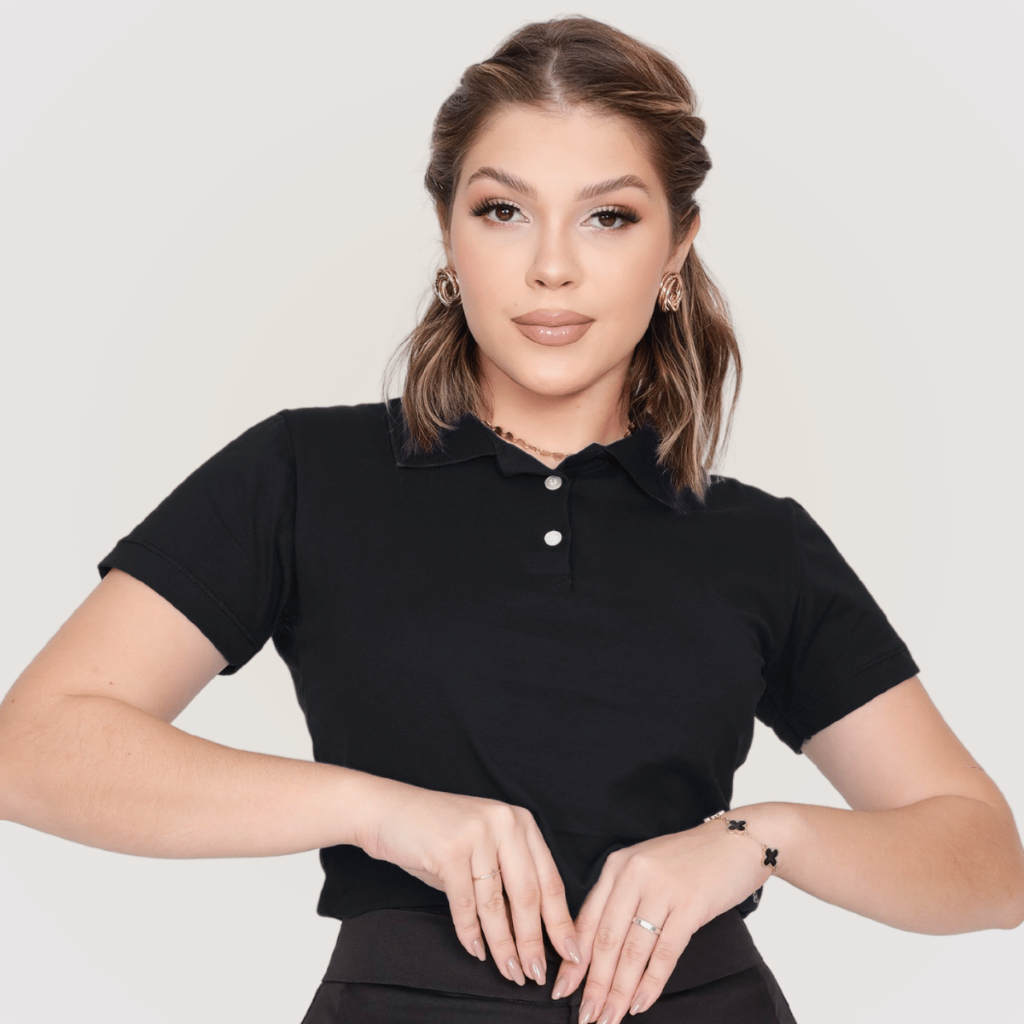 Camisa Gola Polo Feminina Social 100% Algodão Manguinha Curta Verão Dia a Dia Trabalho