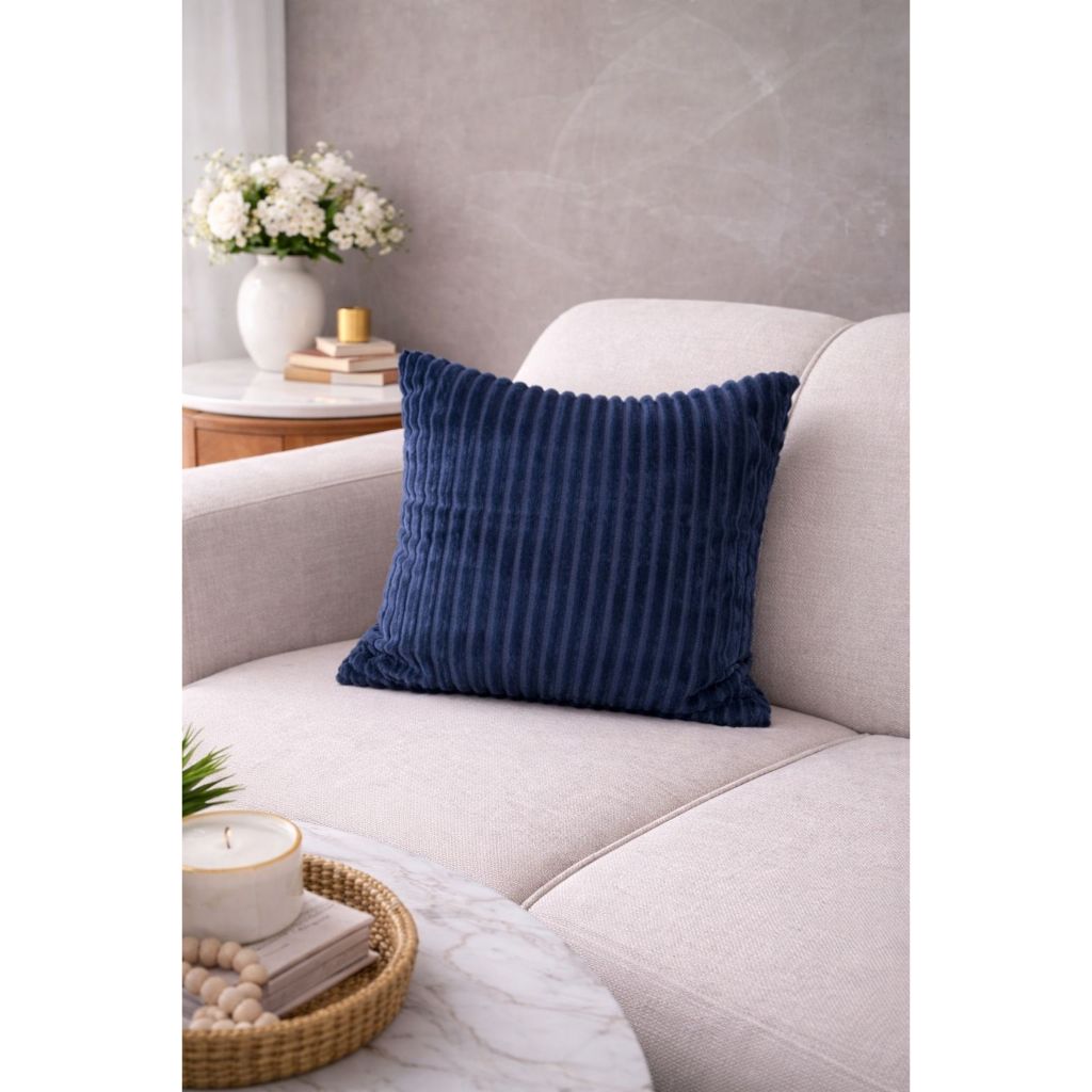 Capa de Almofada Canelada 45x45cm com Zíper | Decorativa Sofá Sala Quarto  1, 2, 3 ou 4 Unidades