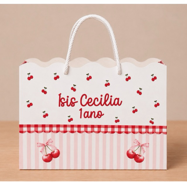 Sacolinha personalizada cerejinha kit pegue e monte- Modelo Nuvem | lembrancinha infantil feminina cereja