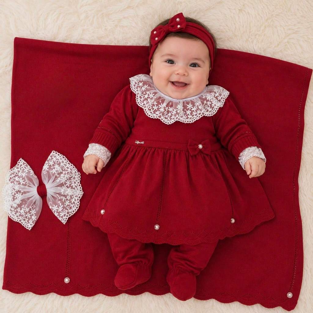 Saída de Maternidade Menina Tricô Super Luxo - Elegância e Conforto