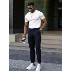 Calça Social Masculina Elastano com Caimento Ajustado