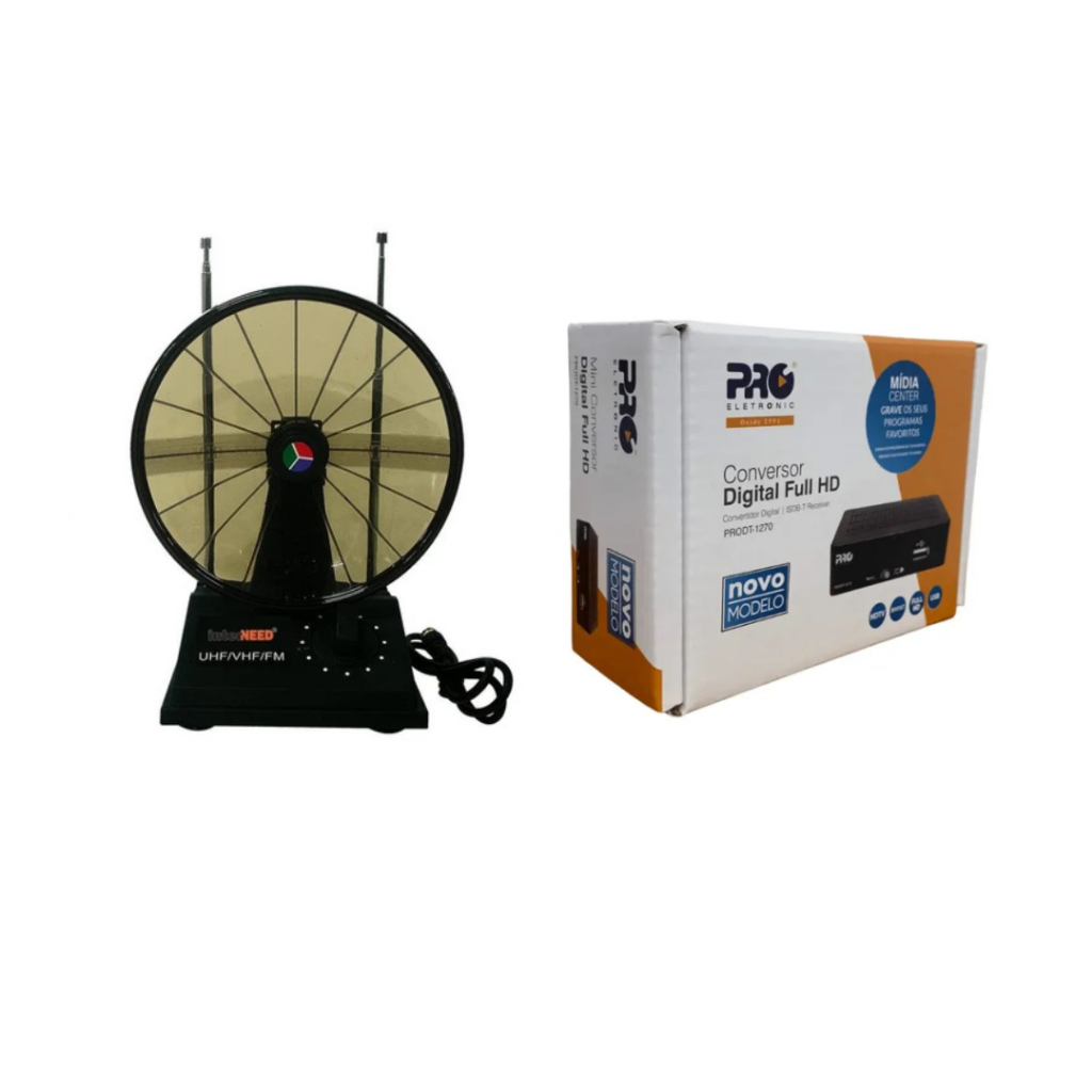 Kit Instalação para TV de Tubo com Conversor Digital e Mini Parabólica Casa Copa Do Mundo Televisão Apartamento