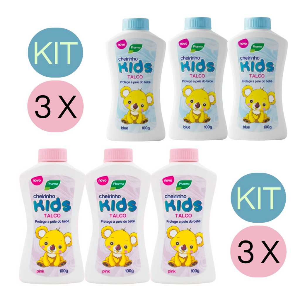Kit 3 Talco Para Bebê Cheirinho Kids Baby 100g Cada