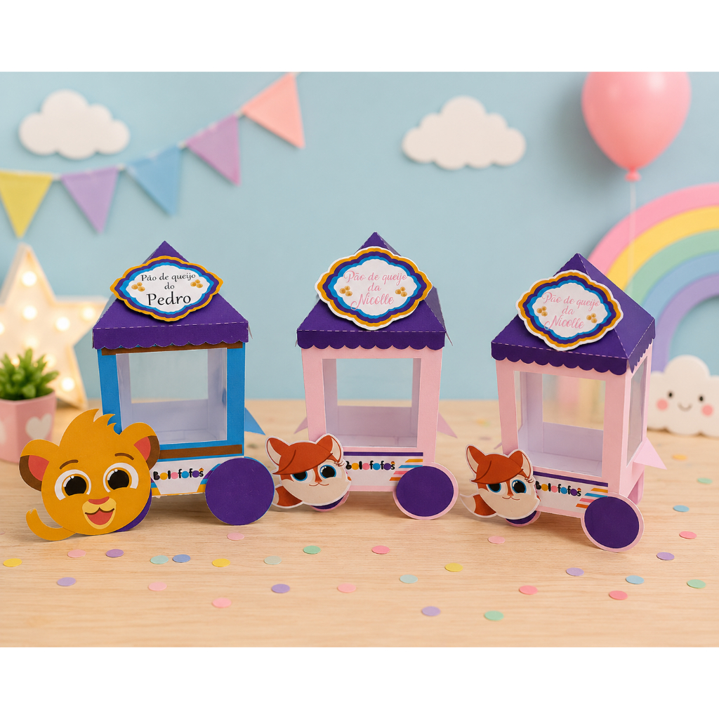 30 Caixinhas Carrinho Bolofofos Lembrancinhas Personalizadas Festa Aniversário Infantil - pipoca - Pão de queijo