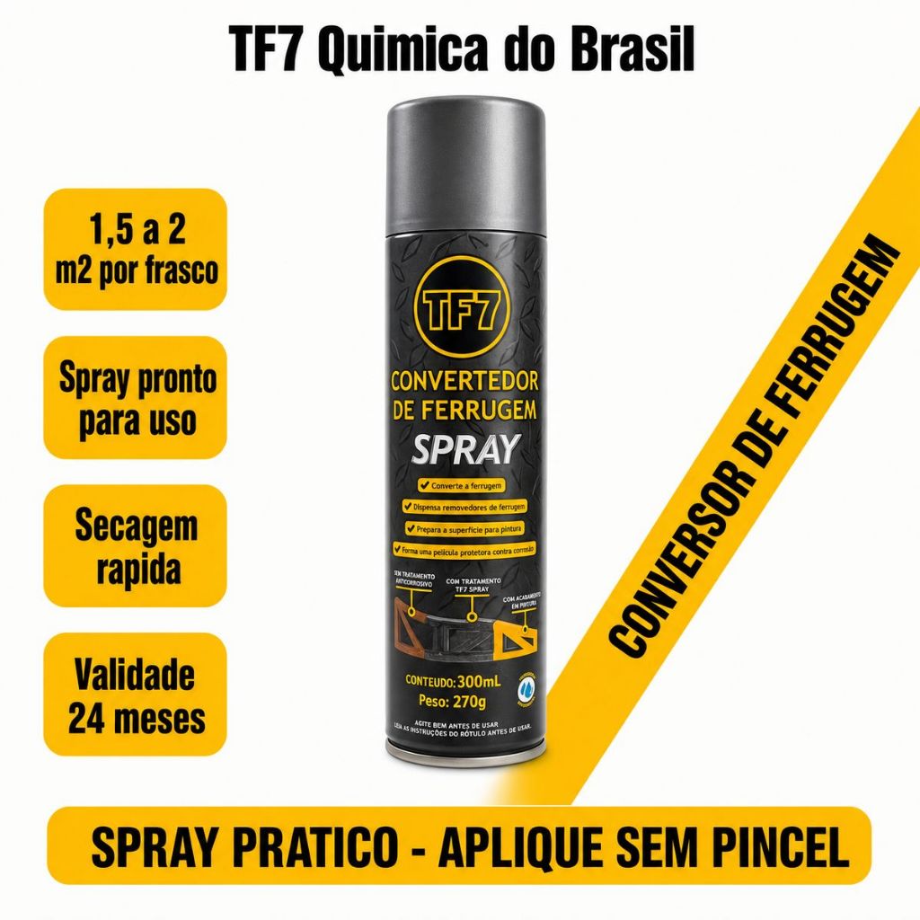 TF7 Convertedor de Ferrugem Spray 300ml 270g — Ferrugem Nunca Mais