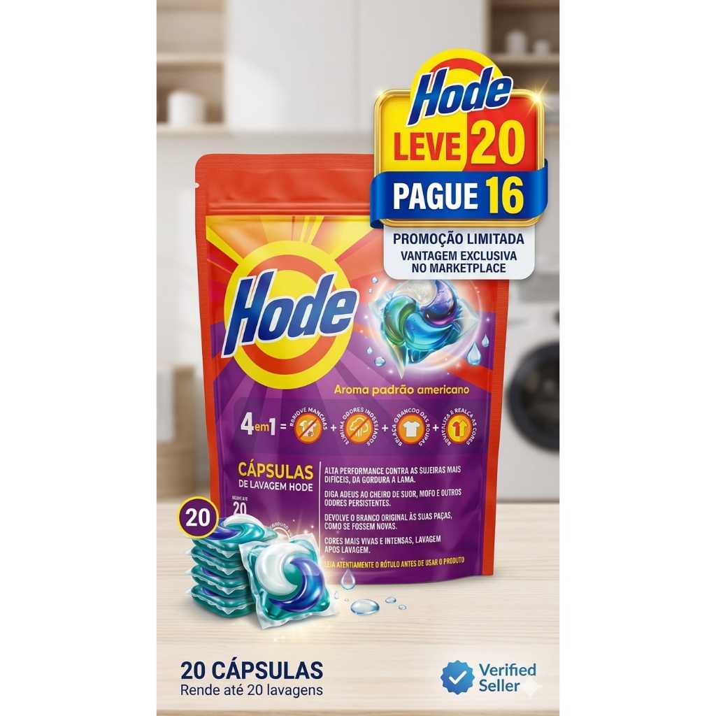 Sabão Cápsula Hode 353g Perfume Delicado Suave Lava Roupa Em Cápsula