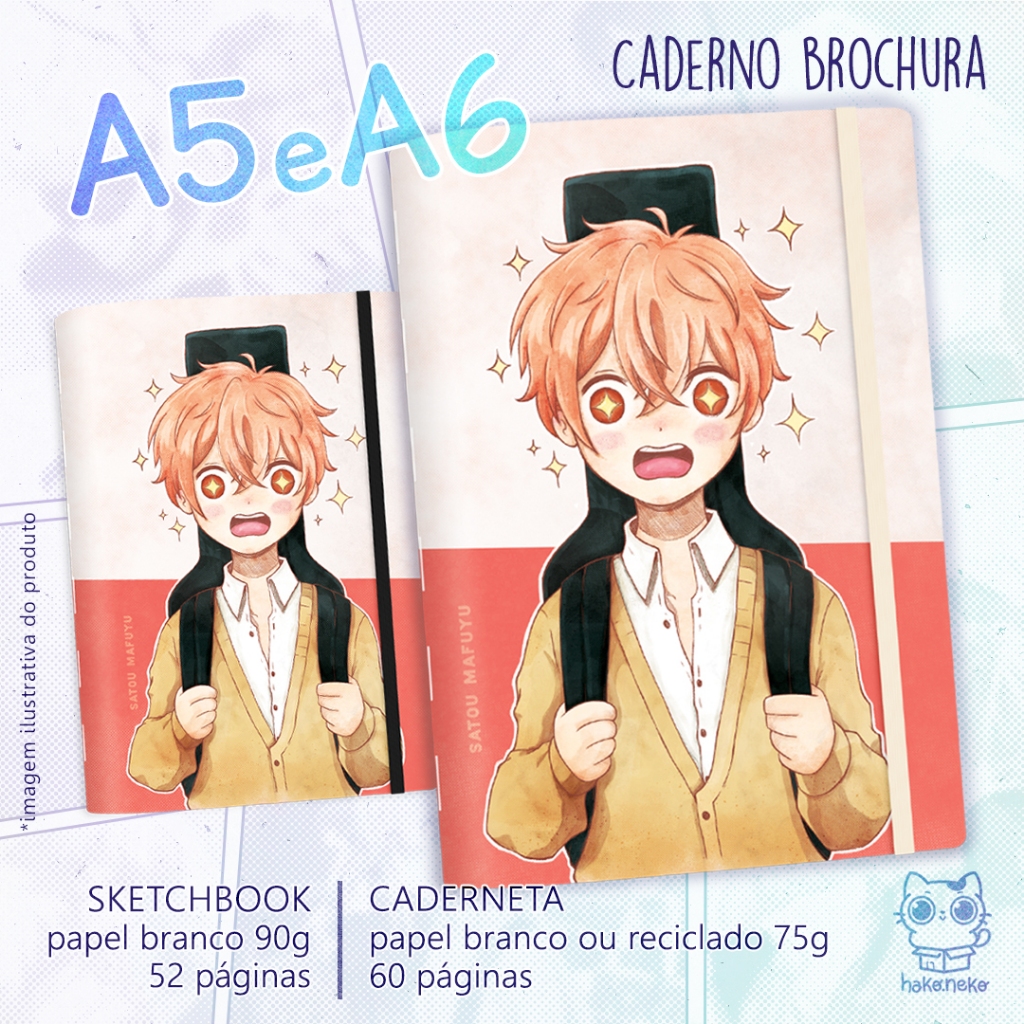 Caderno Anime Given MAFUYU Brochura A5 A6 | Pautado ou para Desenho Sketchbook | Boys Love