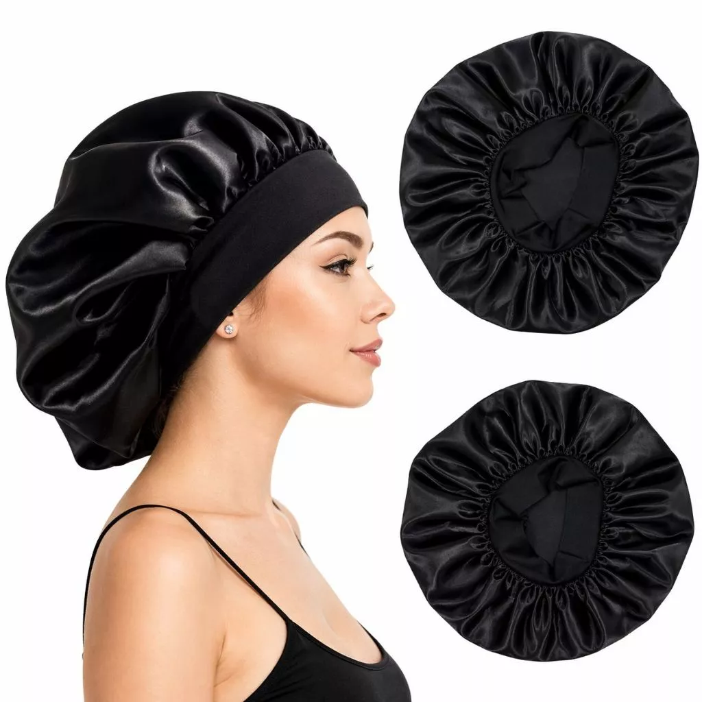 Touca de Cetim Com Faixa Larga Anti frizz Para Dormir Cozinhar e Banho — imagem 1