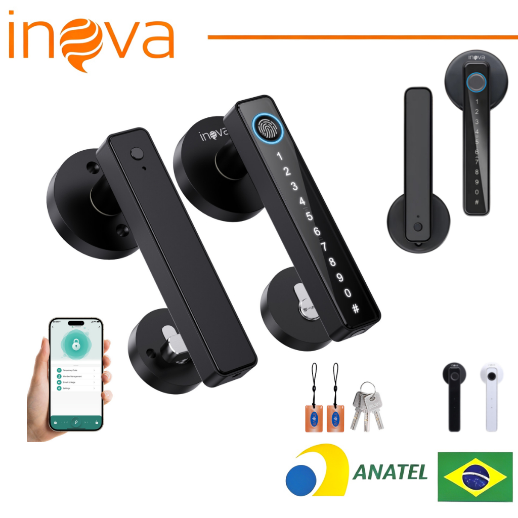INOVA Fechadura Digital Inteligente Residencial 6 Modos Impressão Biométrica Anti-Falsificação App