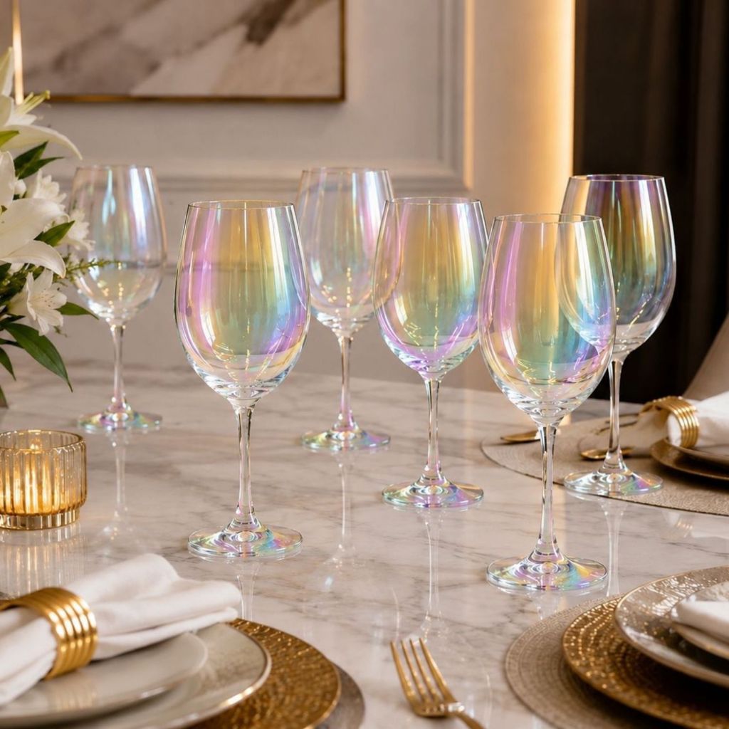 Jogo 6 Taças de Cristal Furta-Cor 450ml Elegante 26420 - Vencedor