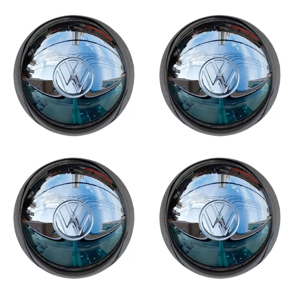Kit com 4 Calotas Abaulada P/Kombi/Fusca P/rodas 4 furos fixação em gomos de pressão
