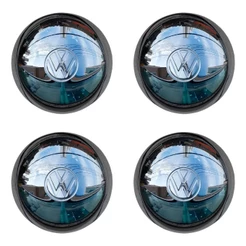 Kit com 1/4 Calotas Abaulada P/Kombi/Fusca P/rodas 4 furos fixação em gomos de pressão