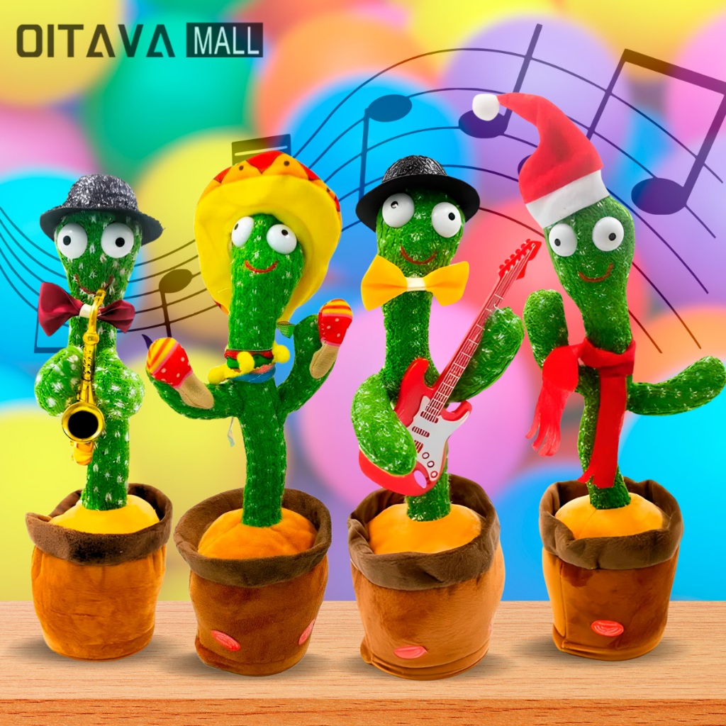 Brinquedo Cacto Dançante E Falante Interativo Com Led Som Toca Música Dança Repete A Fala
