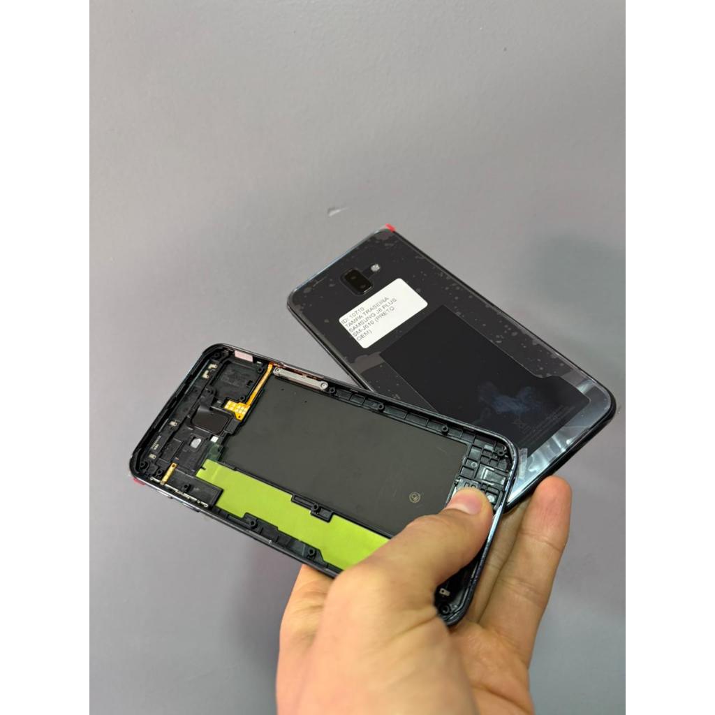 Tampa Traseira da Bateria Original Samsung SM-J610 Galaxy J6 PLUS Preto OEM S/GAVETA DE CHIP