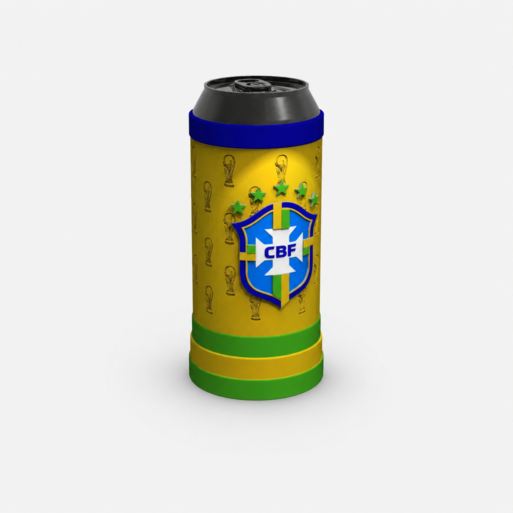 Porta Lata 473ml Seleção Brasileira Plástico Impressão 3D