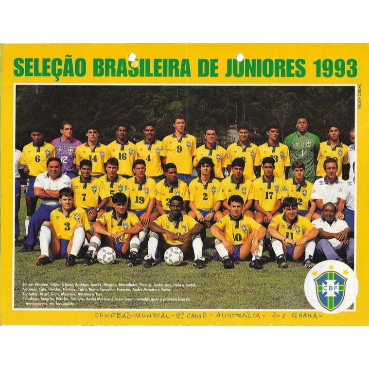 Pôster Placar Seleção Brasileira de Juniores 1993 - Original.