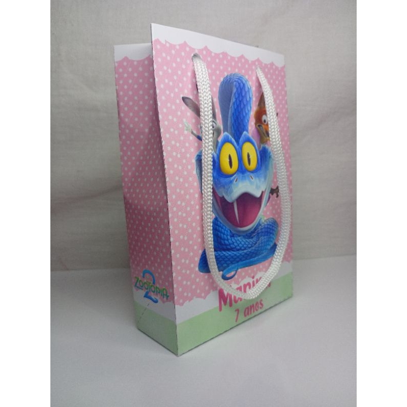 Sacolinha personalizado Zootopia Rosa tamanho P/lembrancinha/aniversário/festa infantil