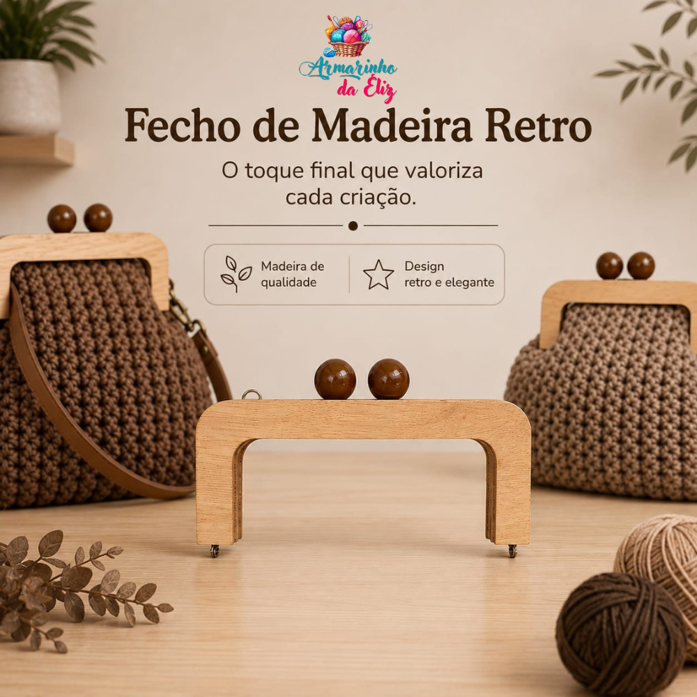 Fecho da Vovó de Madeira Retrô Círculo