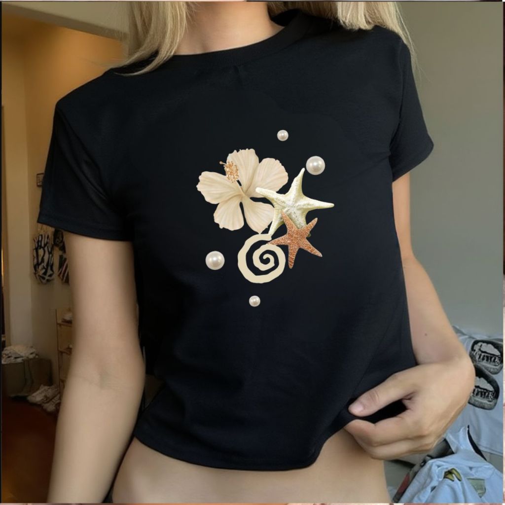 Blusinha Cropped Estampa Y2k Vintage Feminina Tendência Tecido Confortável De Algodão