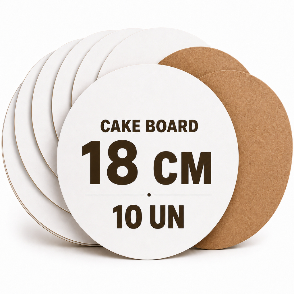 Kit 10 Prato Para Bolo Cake Board MDF Cru 3mm Redondo 18cm Base Suporte Confeitaria Profissional Resistente Tabuleiro Fe