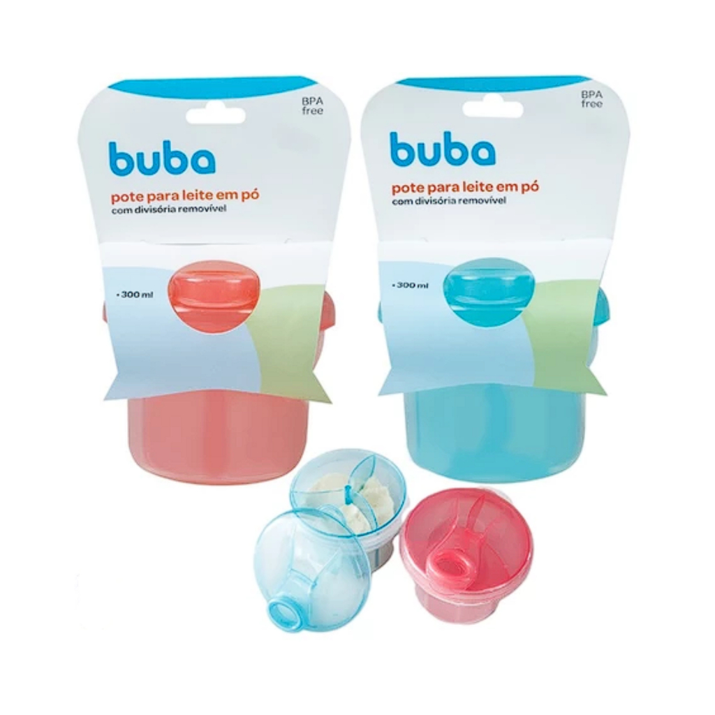 Porta Leite em Pó 300ml com Divisória Removível BUBA Medidor de Formula