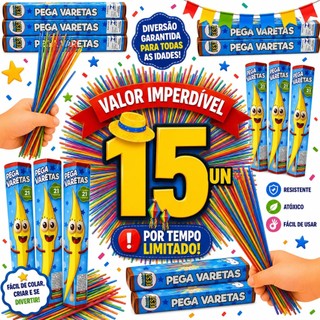 Kit 15 Jogo Pega Vareta Festa Brinde Presente Prenda Lembrancinha Criança Aniversário Brinquedo