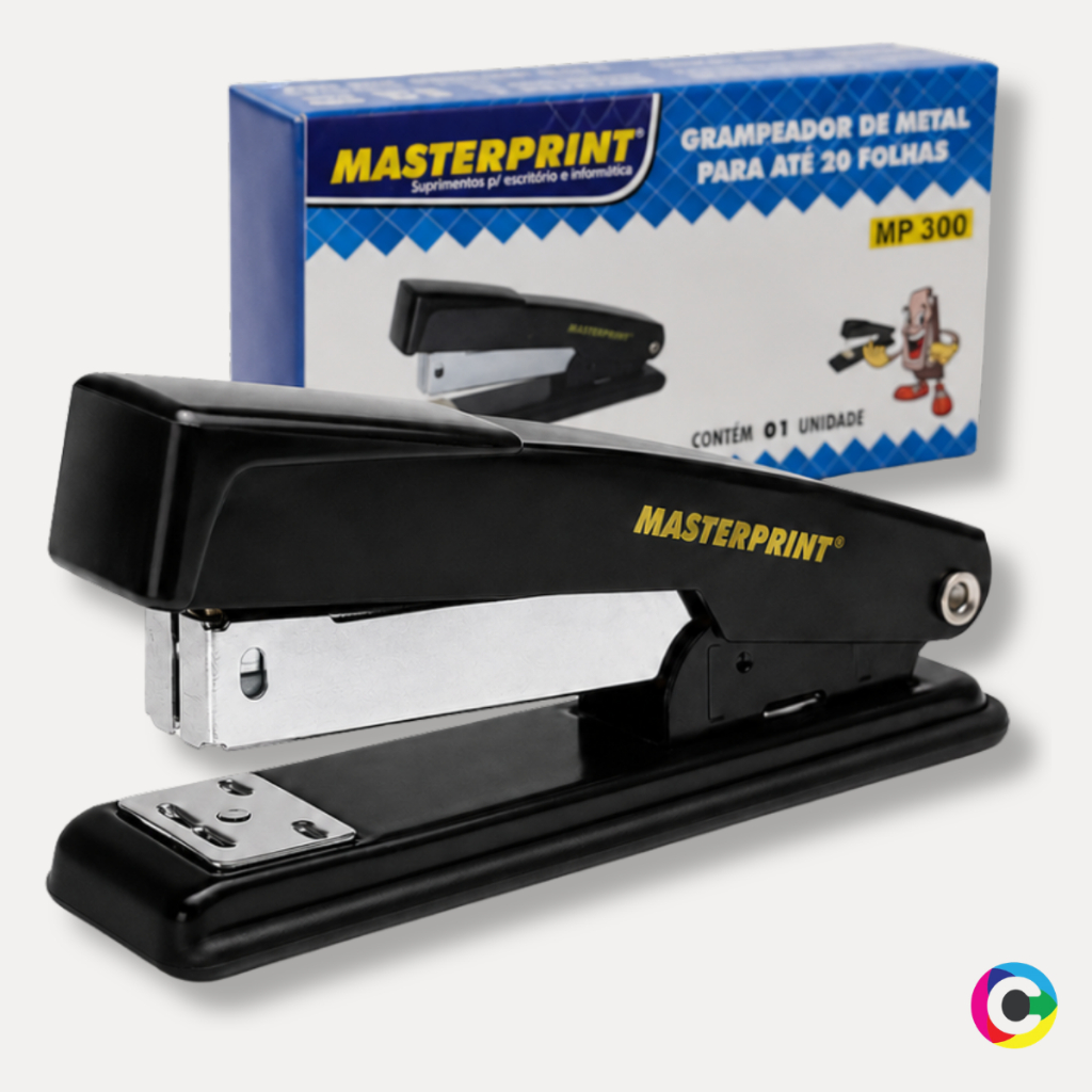 Grampeador de Metal Masterprint MP300 Até 20 Folhas Durável Alta Qualidade Manual Escolar Escritório