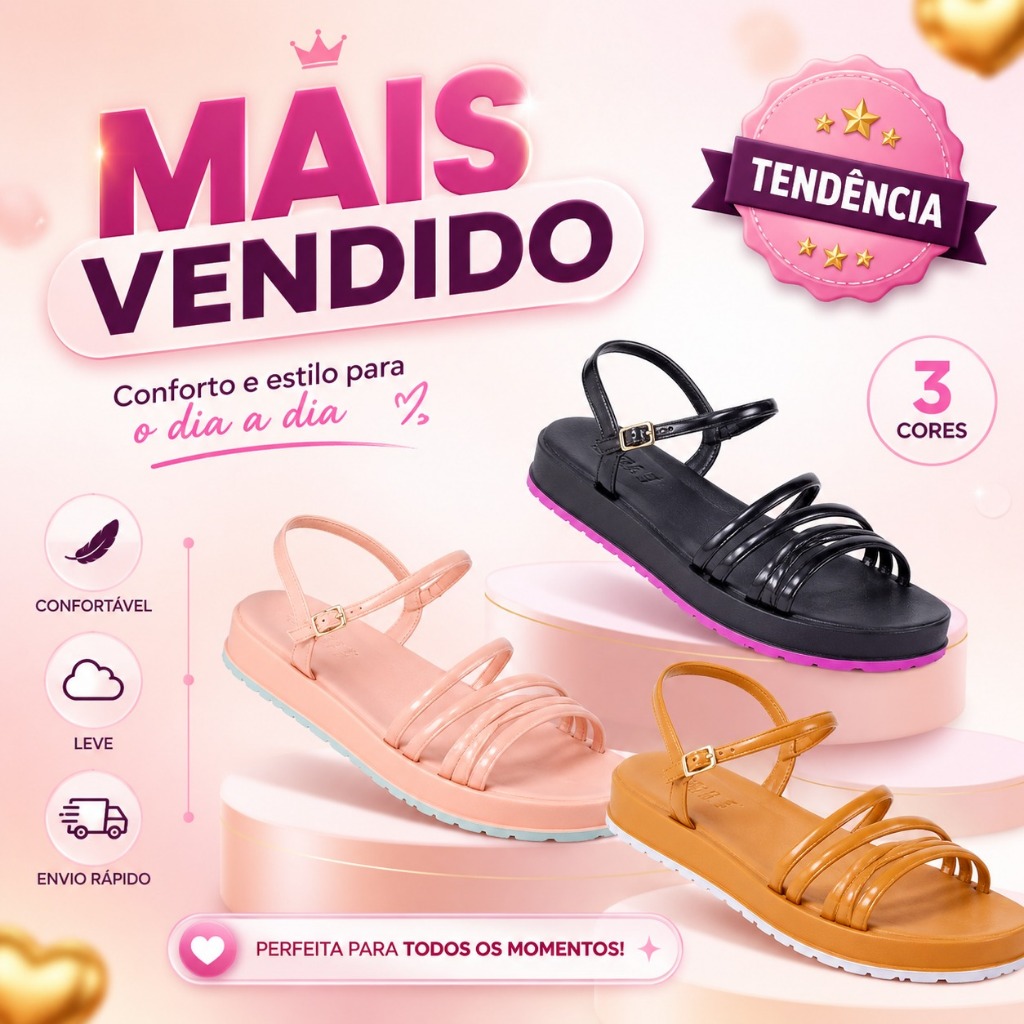 Sandalia Feminina Ortopedica Linda Leve Macia Estilosa Lançamento Mais Vendida 248