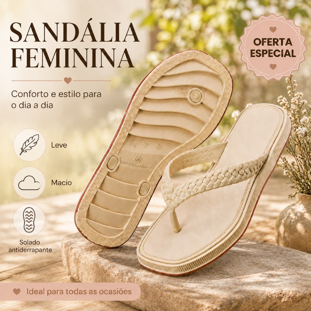 Chinelo Sandália Feminino Confortável Ortopédico e Estiloso Para o Dia a Dia Super Leve e Macio
