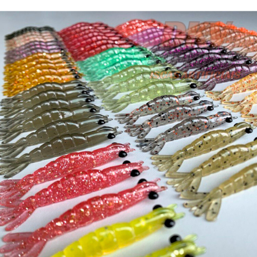 Kit 15 Camarões Artificiais DKV | Isca Soft P/ Robalo, Tucunaré, Traíra