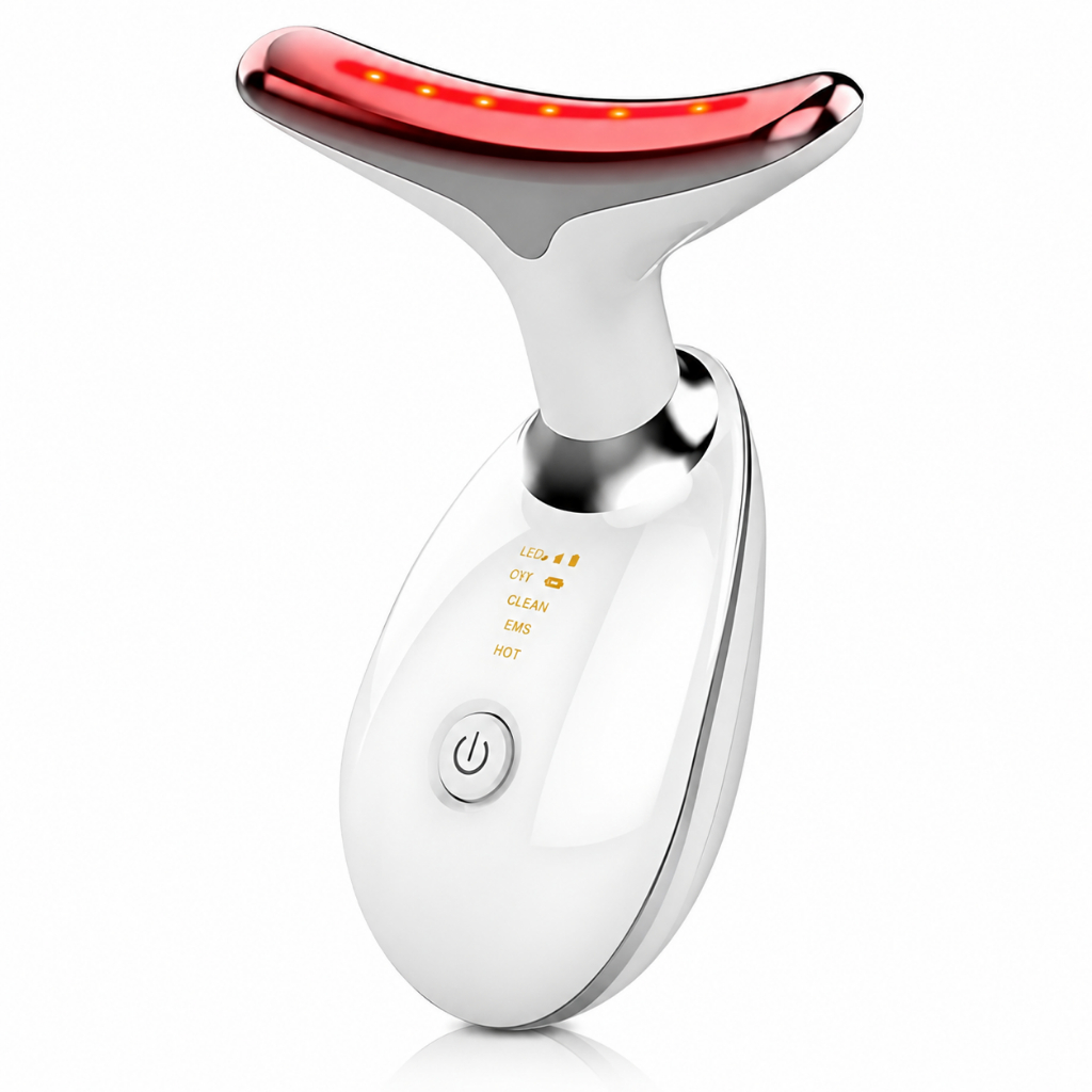 Massageador Facial Elétrico Com Led 7 Cores Lifting Rejuvenescimento Para Pescoço E Rosto Antirrugas