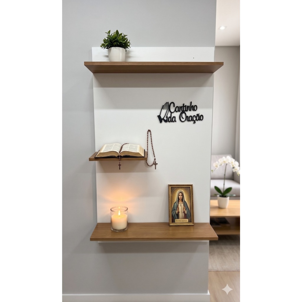Oratório Mdf Com frase em 3D Painel Suporte Parede Cantinho Da Oração