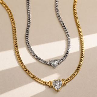 Colar Feminino Coração Luxo Aço Inoxidável Dourado/ Prata（45+5cm）