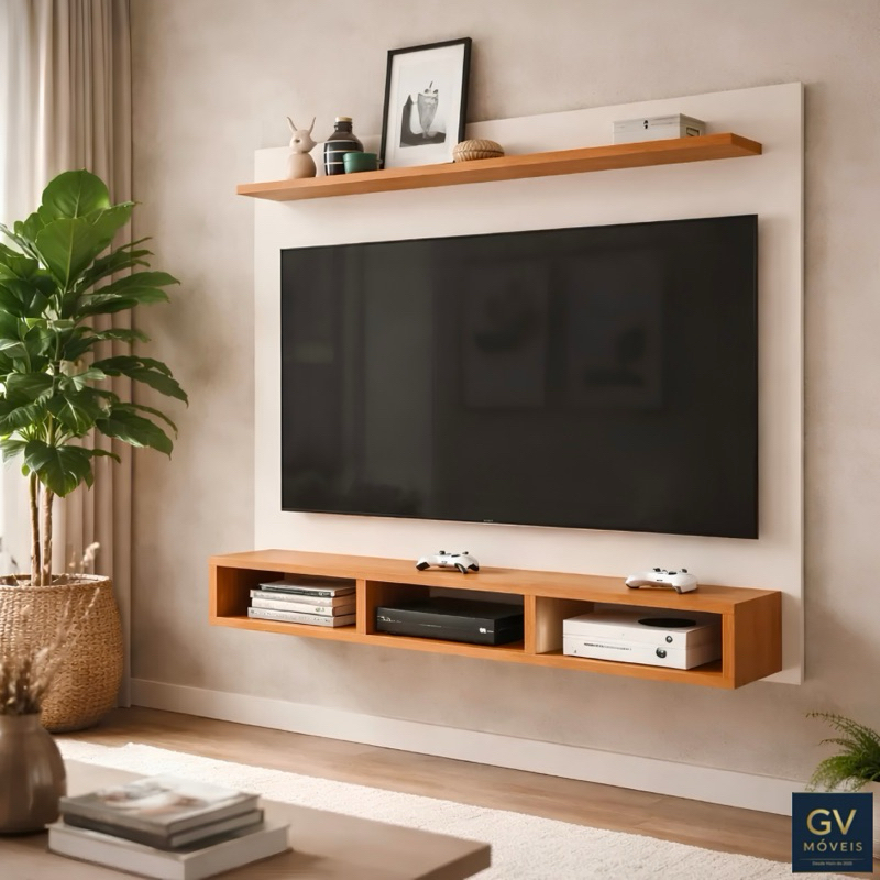 Painel de TV 50 Polegadas Ripado – Elegância Vertical para sua Sala