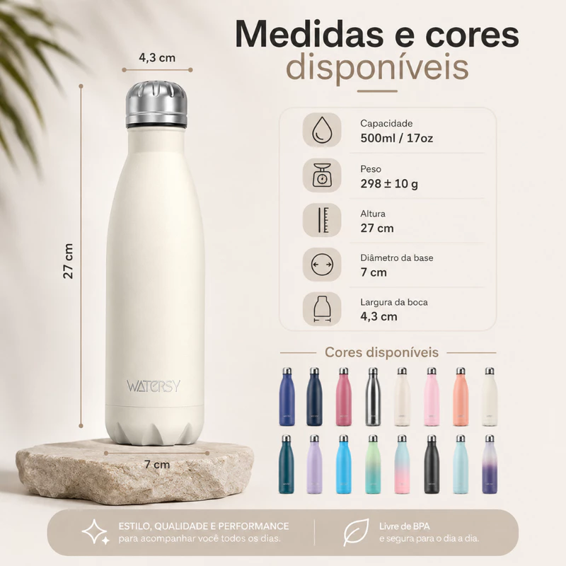Garrafa Térmica Watersy em Aço Inoxidável 304 Portátil 500ml — foto 4