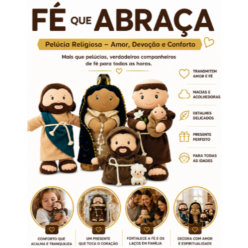 Zip Pelucias Nossa Senhora Aparecida, Jesus São Francisco de Assis Santo Antonio Brinquedos Infantil