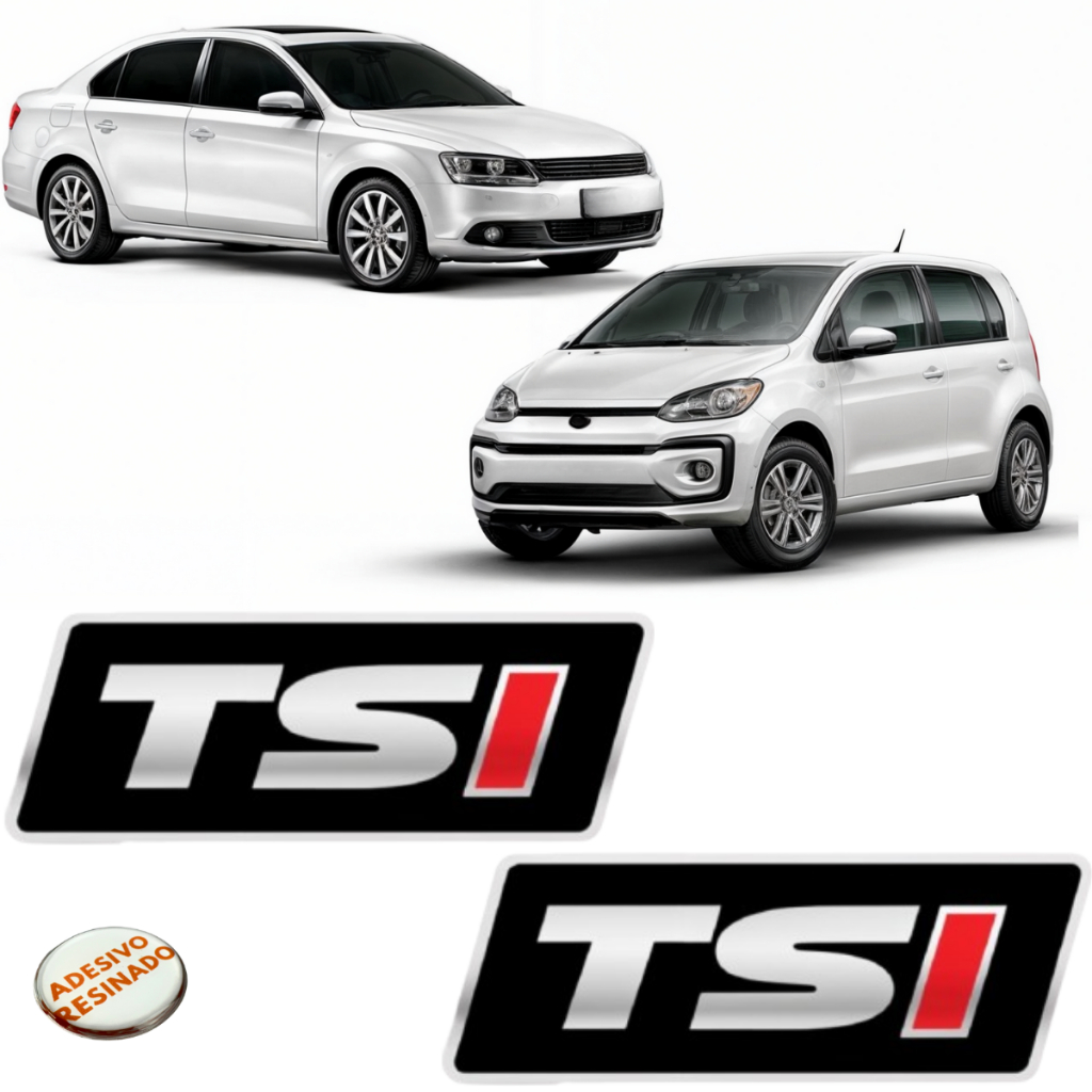 Kit Par Adesivo Resinado Coluna Lateral Tsi Volkswagen Up Polo Golf Jetta TSI