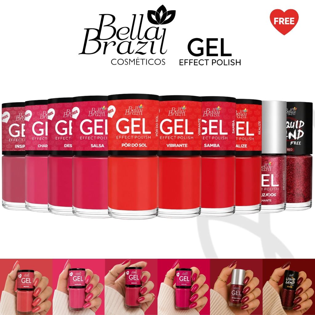 Kit Esmaltes Bella Brazil Tons Vibrantes, Vermelhos e Escuros Esmaltes Cremosos Esmaltes Atacado