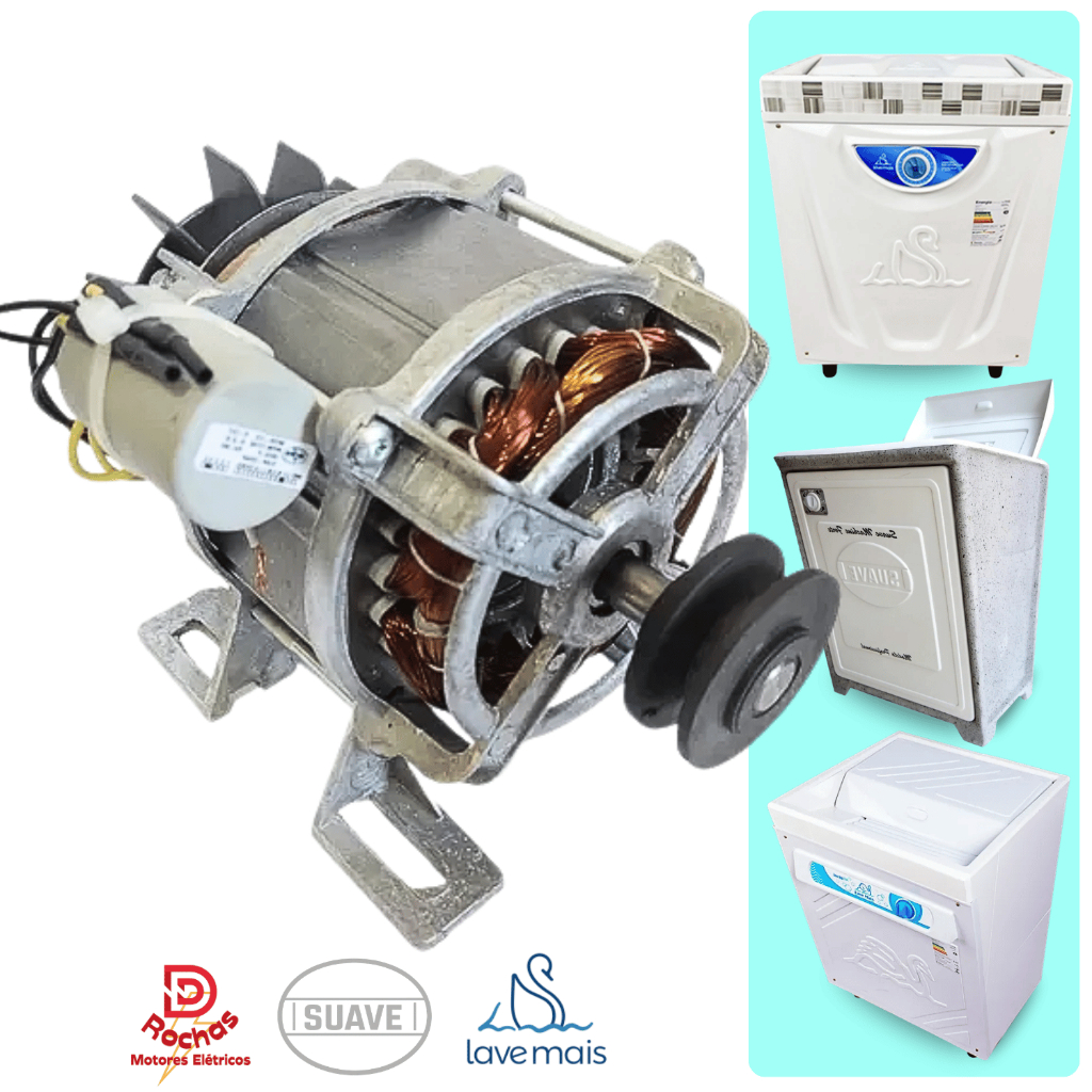 Motor Tanquinho Cimento Lave Mais Suave Até 20kg Fioreta Guaru Polia Em V 127v 220v Rolamento