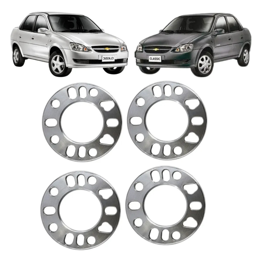 Kit 4 Espaçador 7mm Alargador Roda Classic 4x100 4 E 5 Furo
