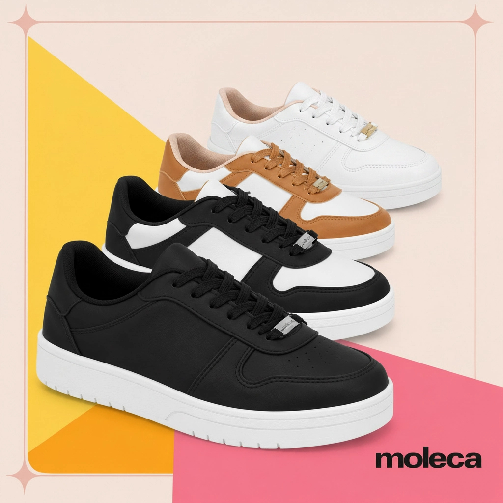 Tênis Moleca Neo Feminino Moda Casual Básico Passeio Leve Confortável Ultra Conforto Palmilha Macia