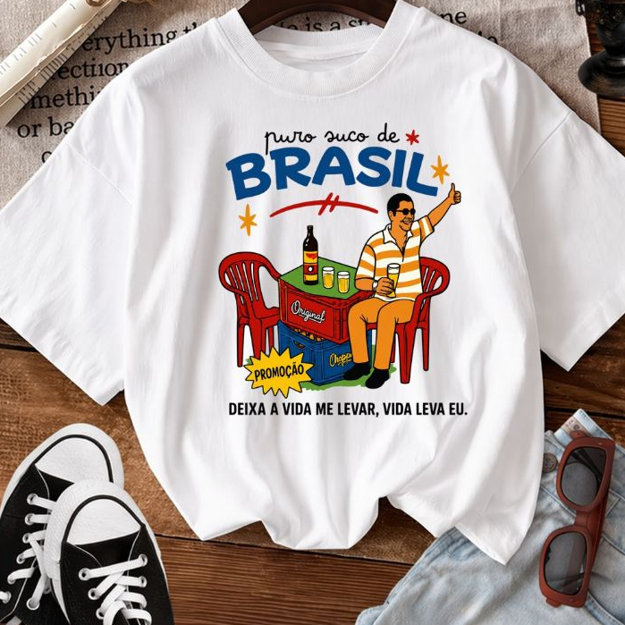 Camiseta Camisa Feminina 100%Algodão roupa blusa estilosa Copa do Brasil Bandeira Pagode