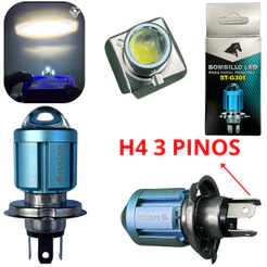 Lâmpada LED H4 Stallion 6500K Super Branca G301 P/ Moto