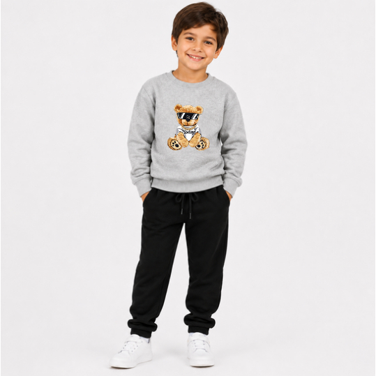 Conjunto Moletom Gola Careca Infantil Várias Cores Premium Estampa Urso Today