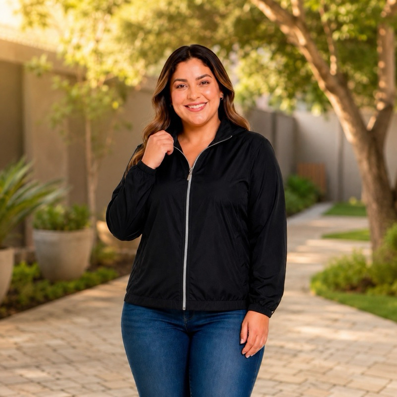 Jaqueta Corta Vento Feminina Plus Size Com Capuz Leve e Estiloso Para Seus Dia De Inverno.