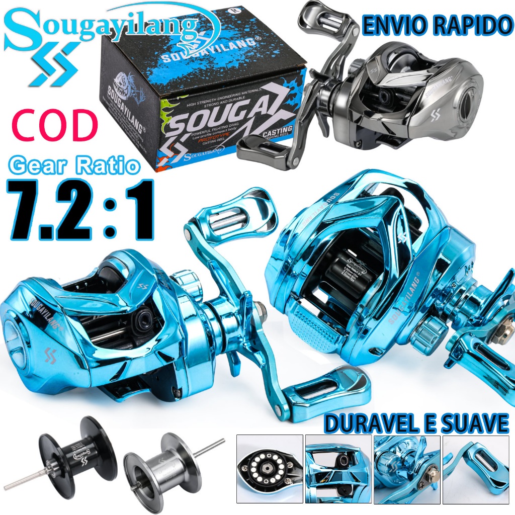🔥Sougayilang Carretilha Baitcasting Freio Magnético Ajustável, Manivela Confortável Ideal para Pesca em Água Doce Reel